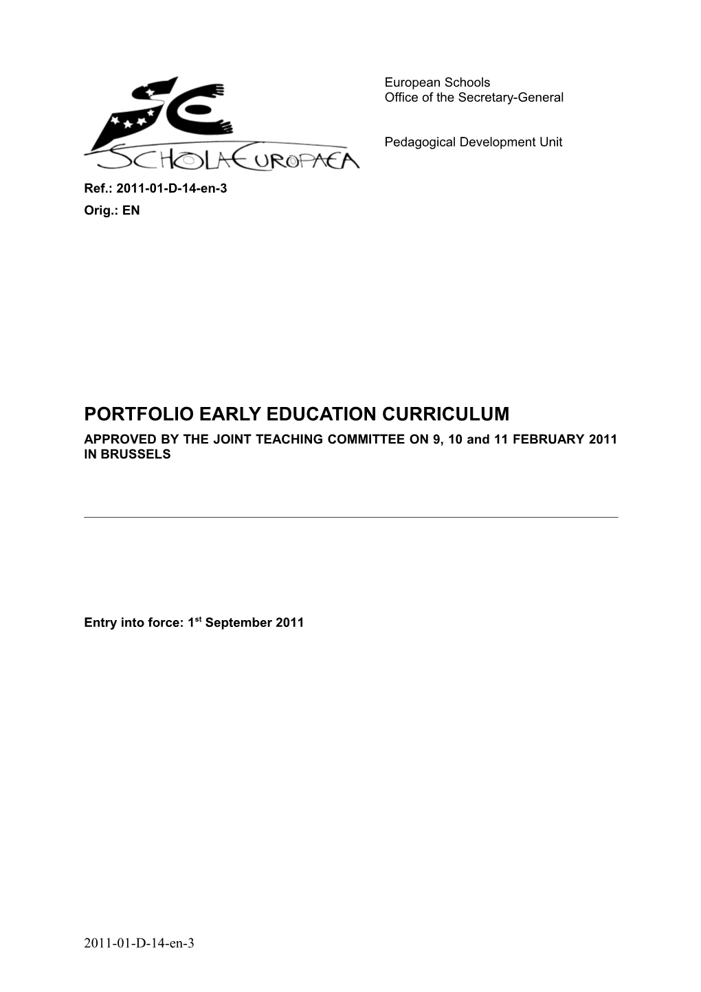Portfolio Early Education Curriculum