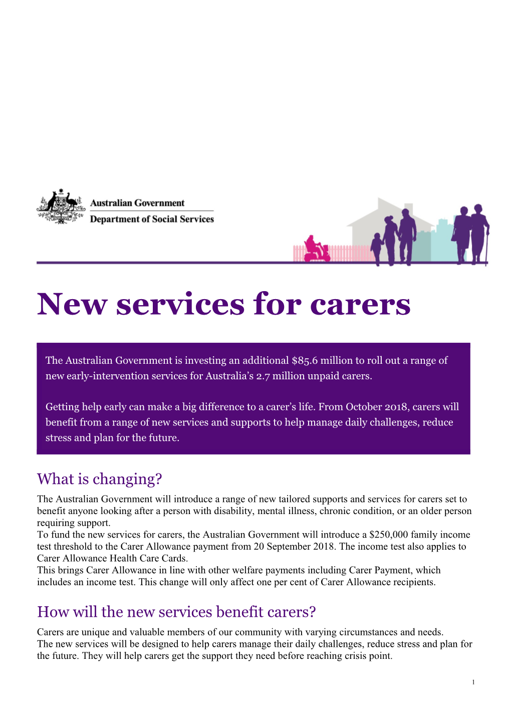 New Services for Carers