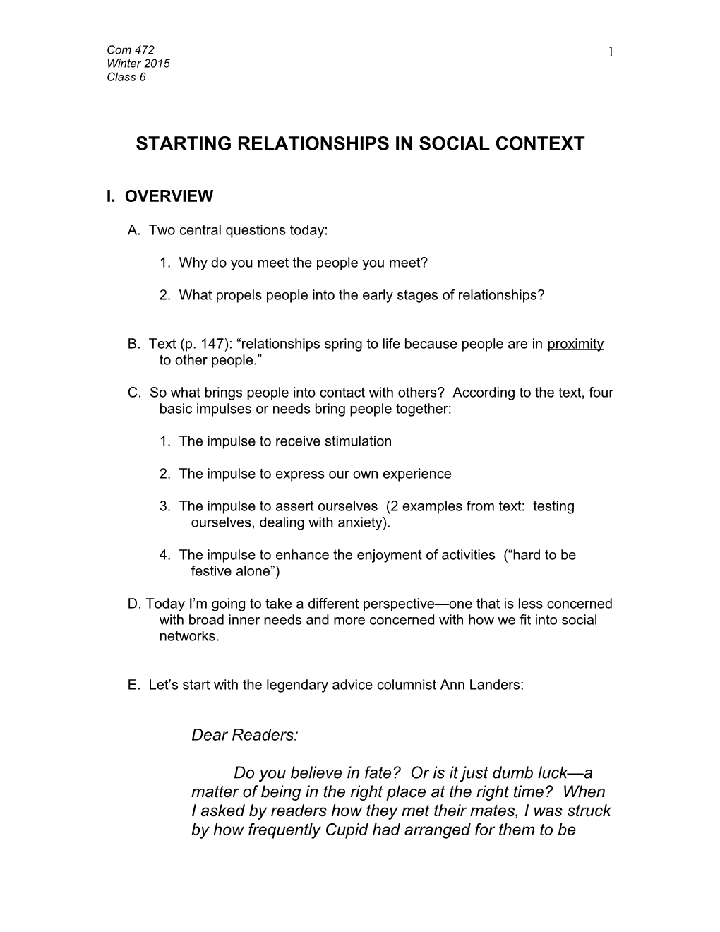 Starting Relationships in Social Context