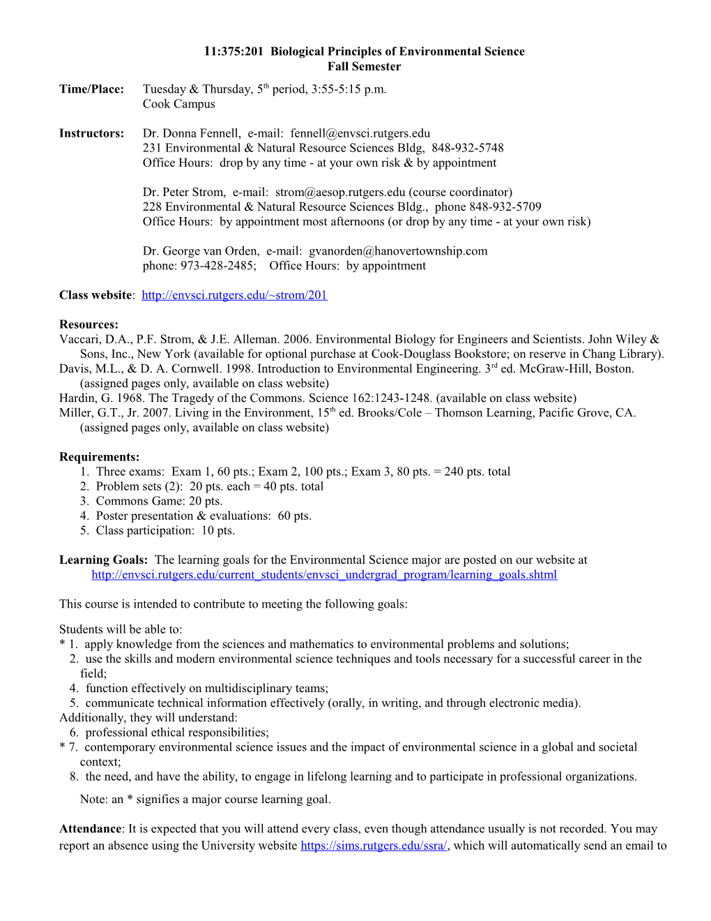 Biological Principles of Environmental Science