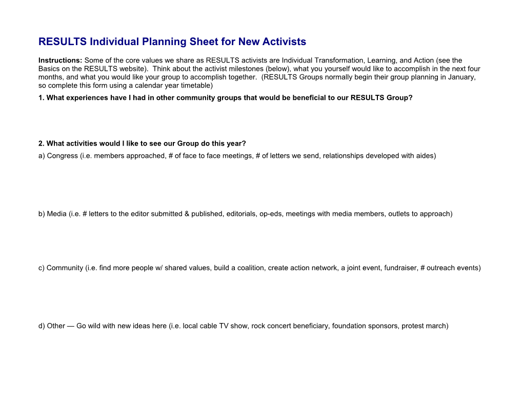 Individual Planning Sheet