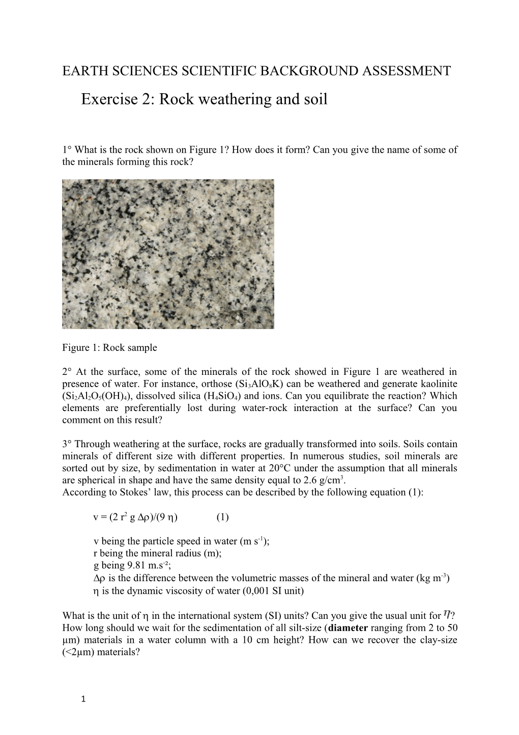 Earth Sciences Scientific Background Assessment