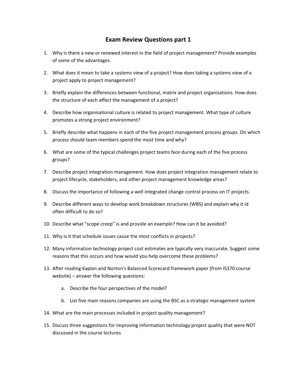 Exam Review Questions Part 1