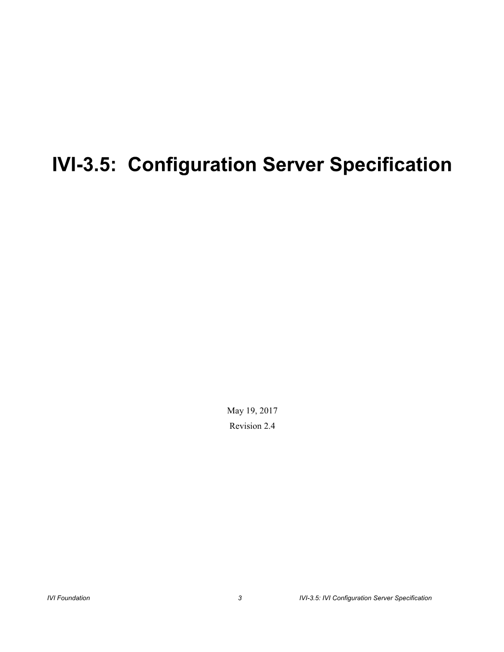 IVI Configuration Server Specification