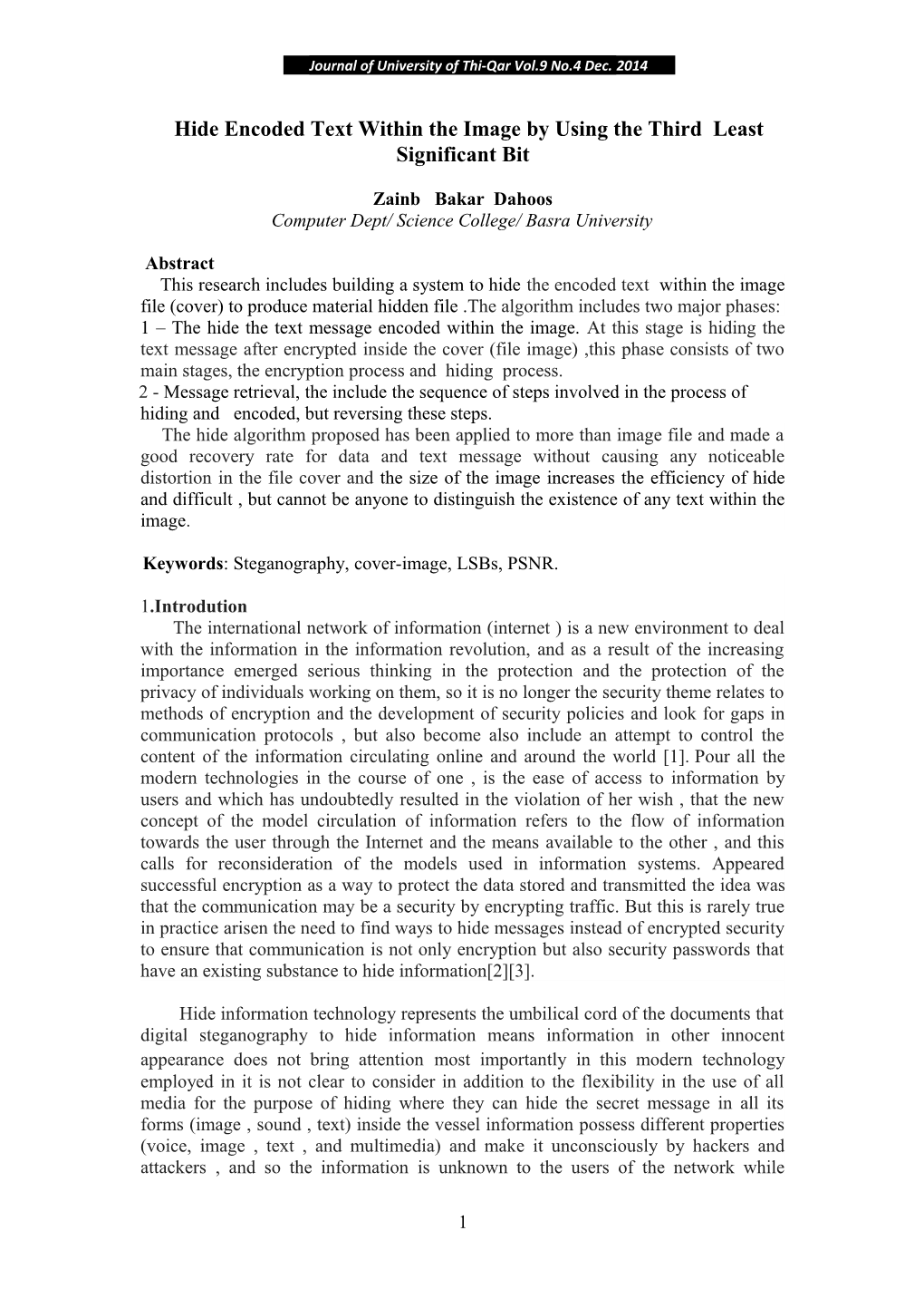 Journal of University of Thi-Qar Vol.9 No.4 Dec. 2014
