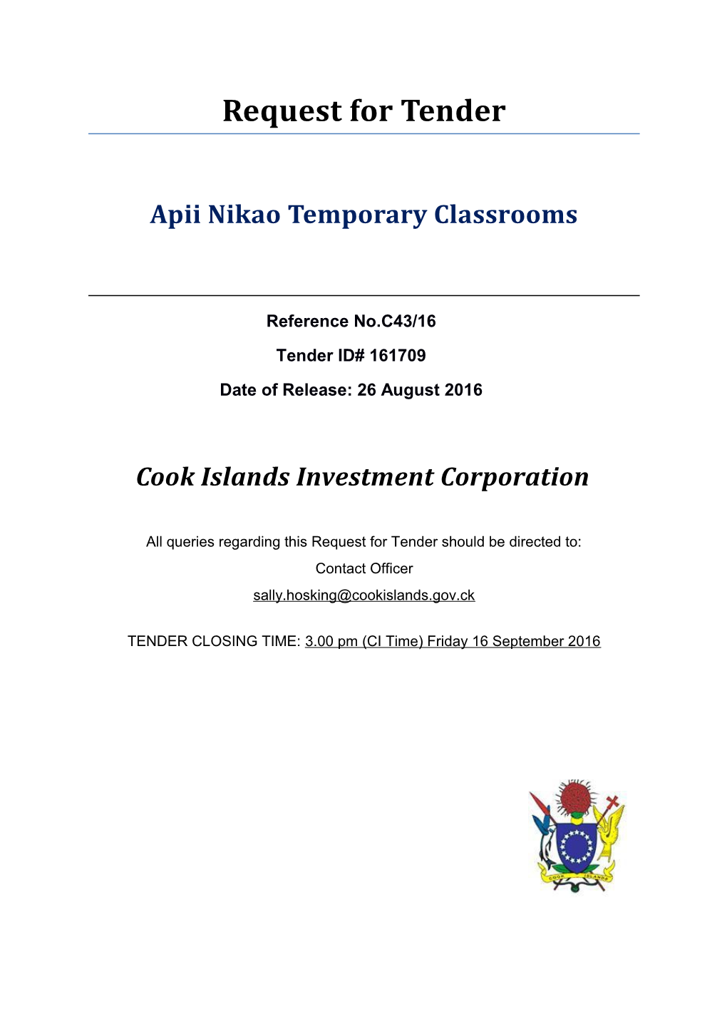 RFT Apii Nikao Temporary Classrooms