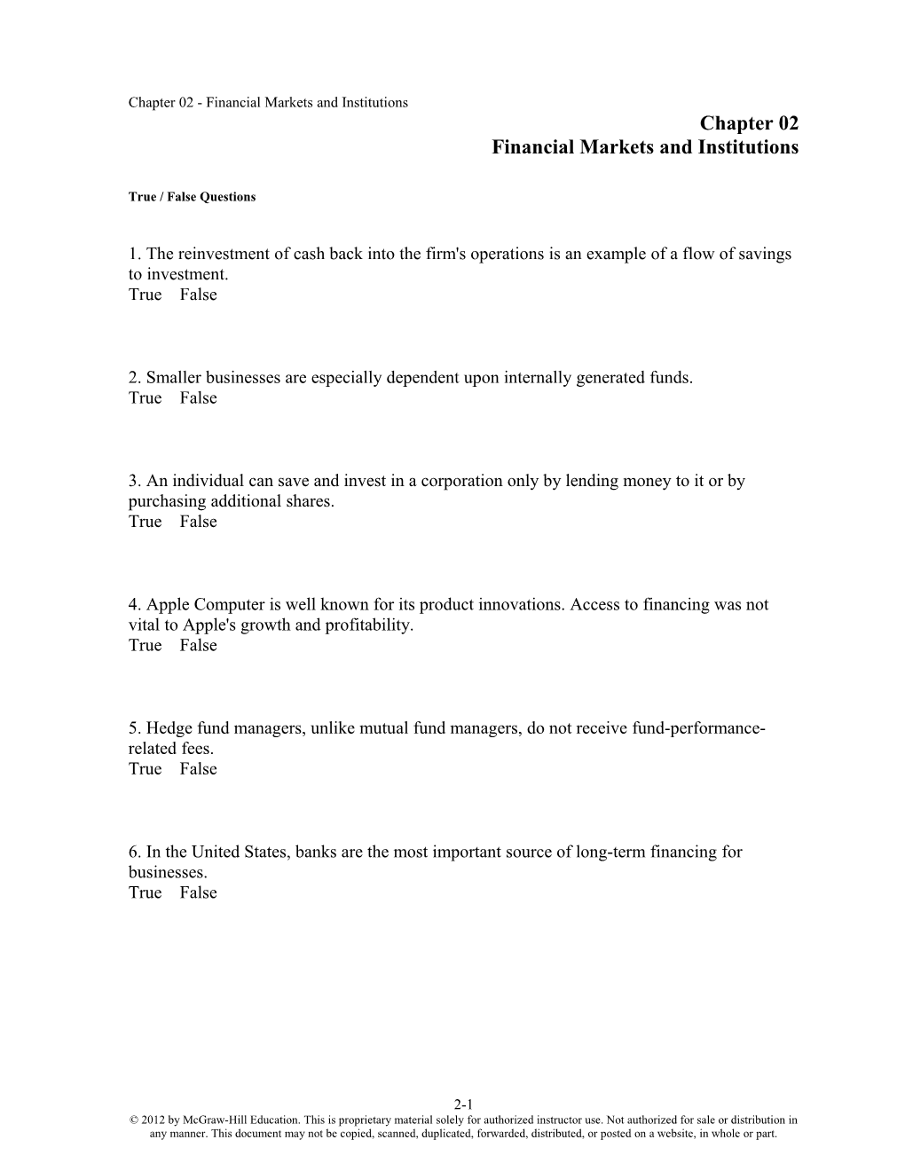 Chapter 02 Financial Markets and Institutions