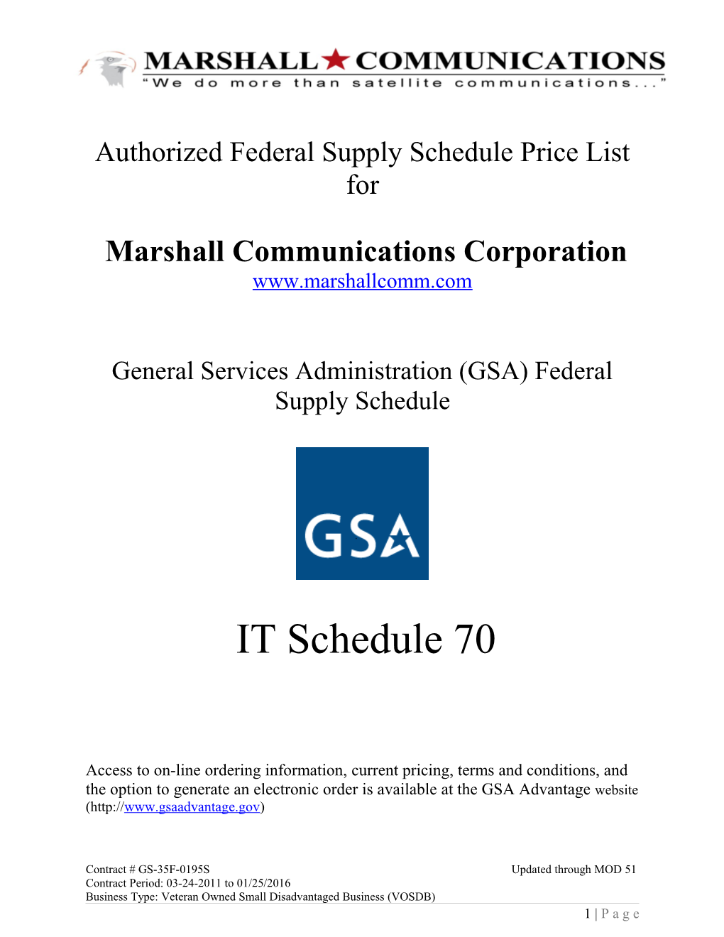 Authorized Federal Supply Schedule Price List For