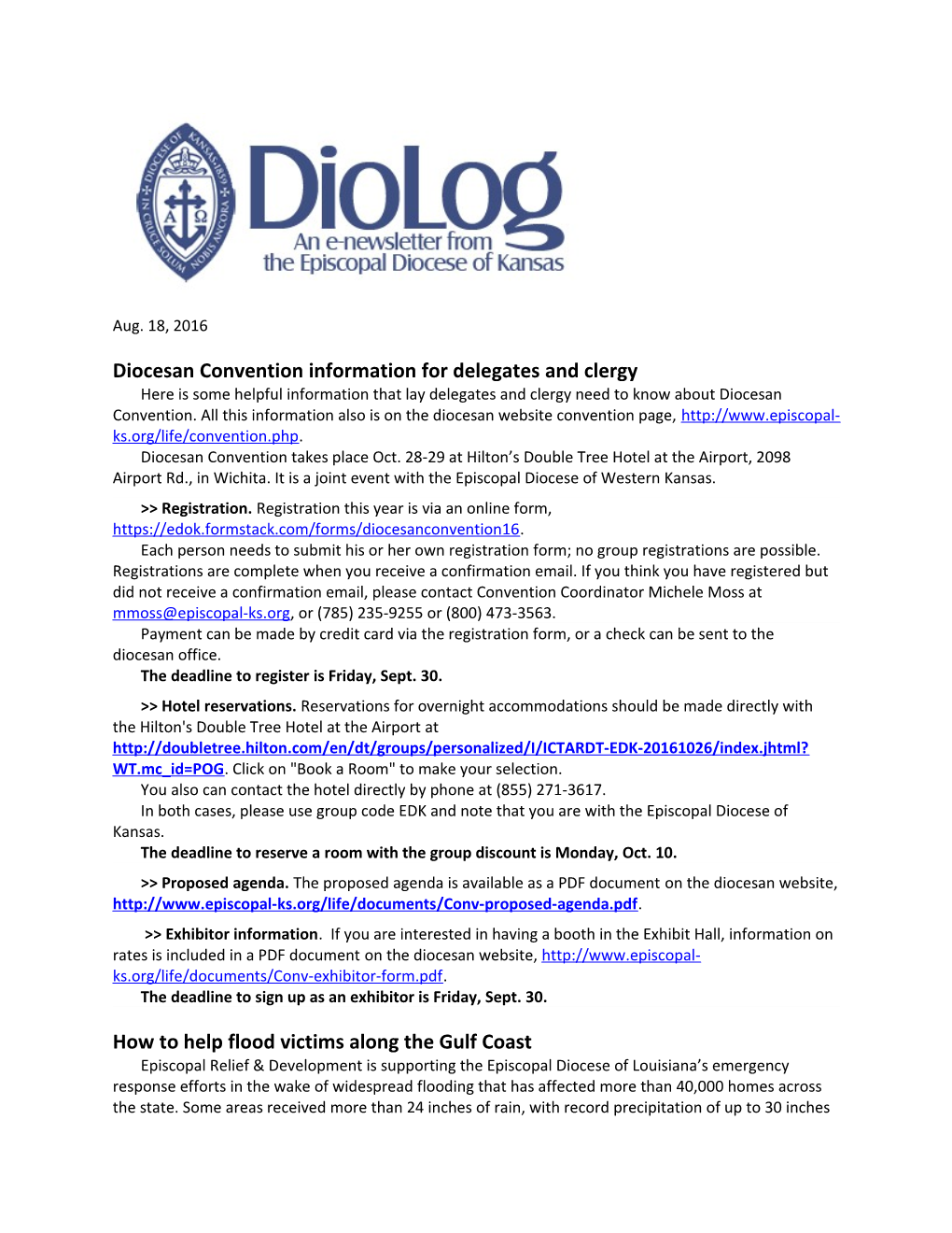 Diocesan Convention Information for Delegates and Clergy