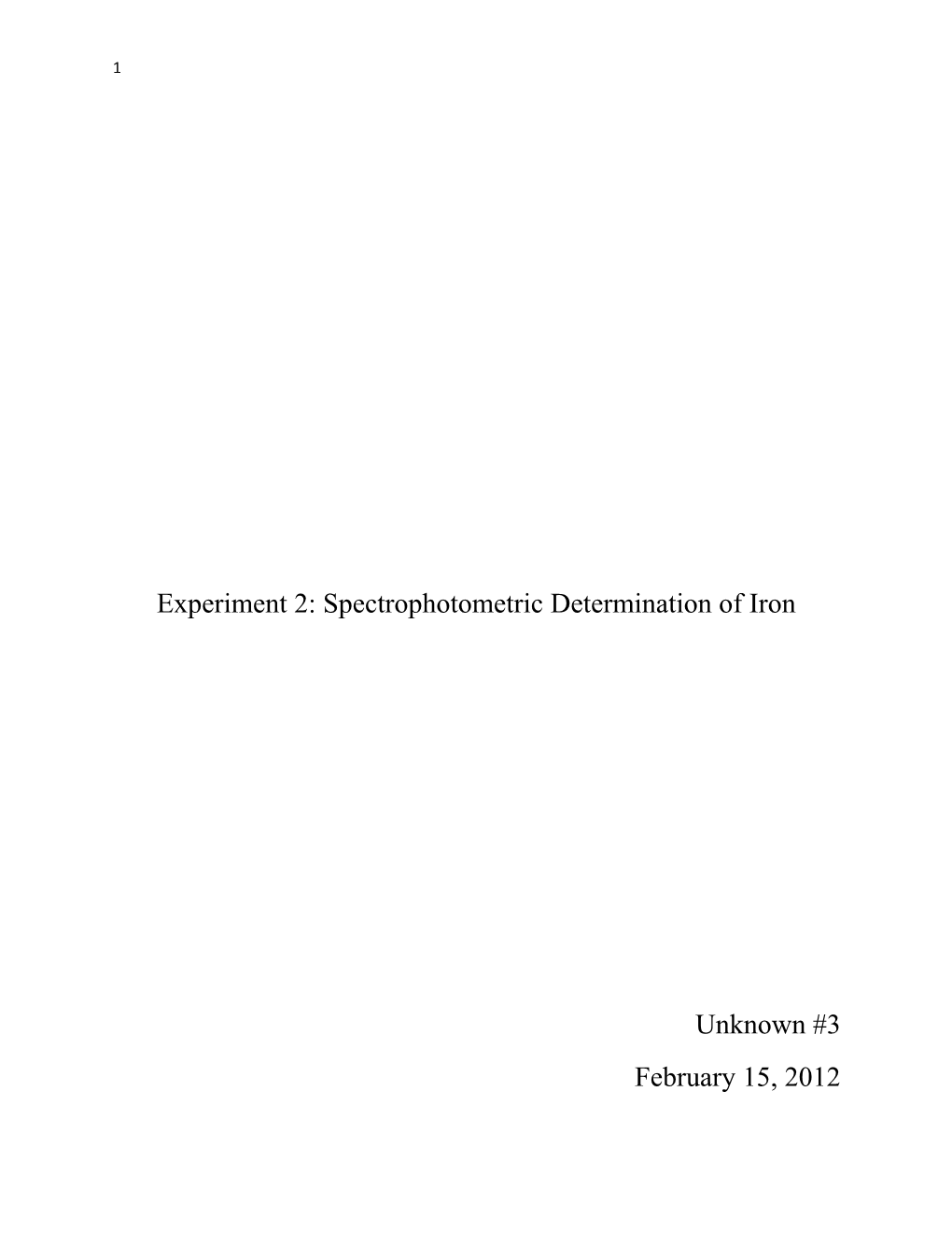 Experiment 2: Spectrophotometric Determination of Iron