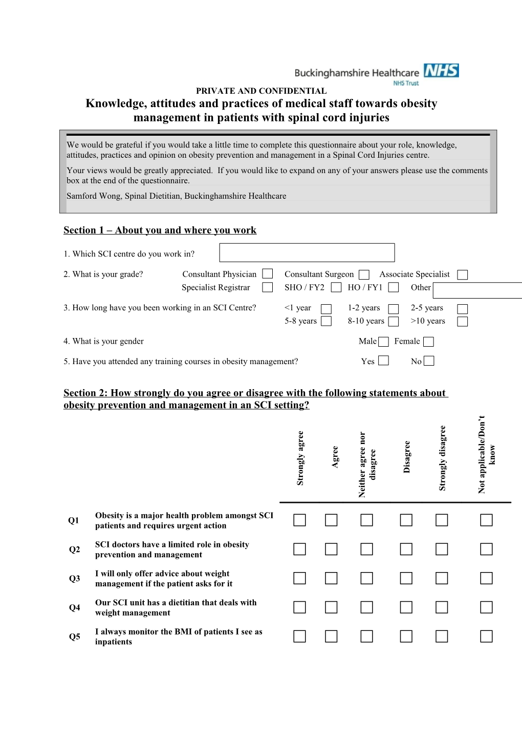 Section 1 About You and Where You Work