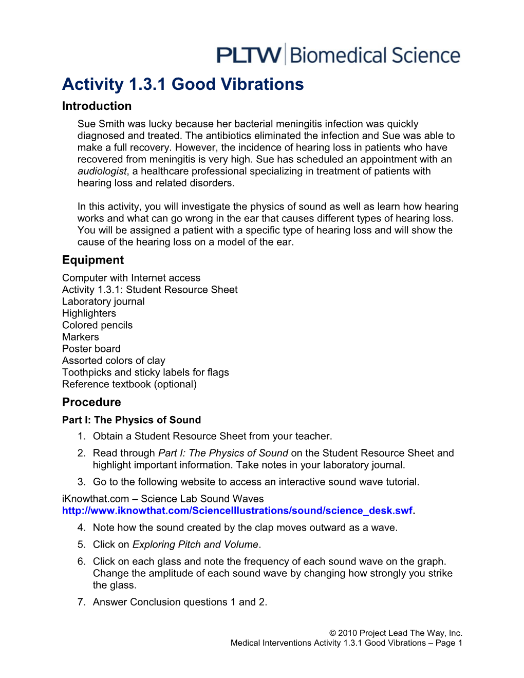 Activity 1.3.1 Good Vibrations