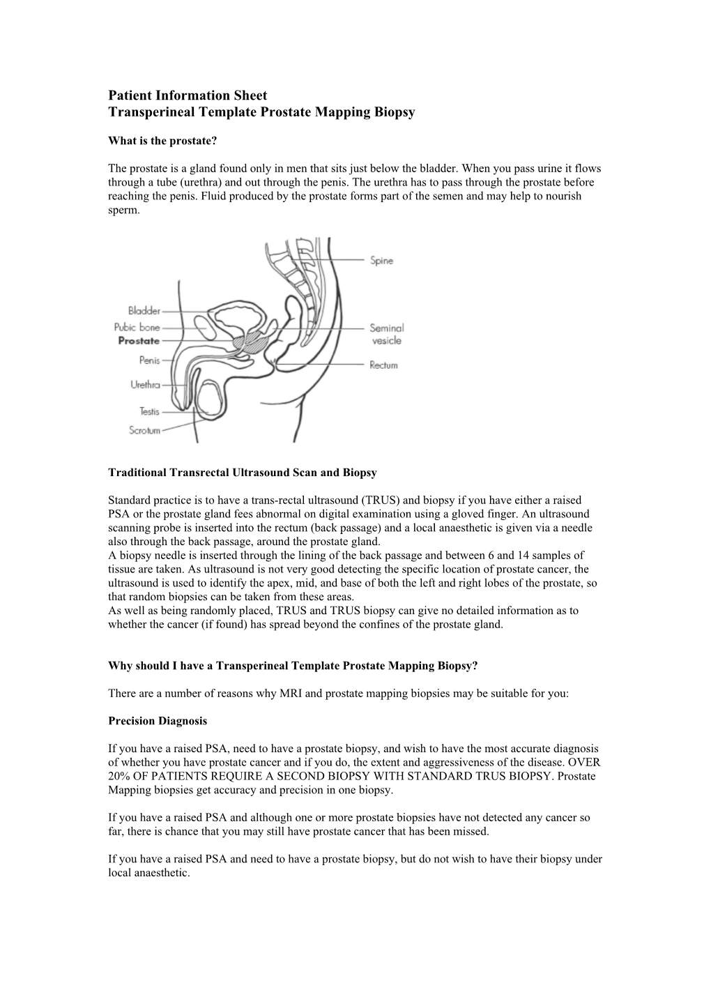 Transperineal Template Prostate Mapping Biopsy