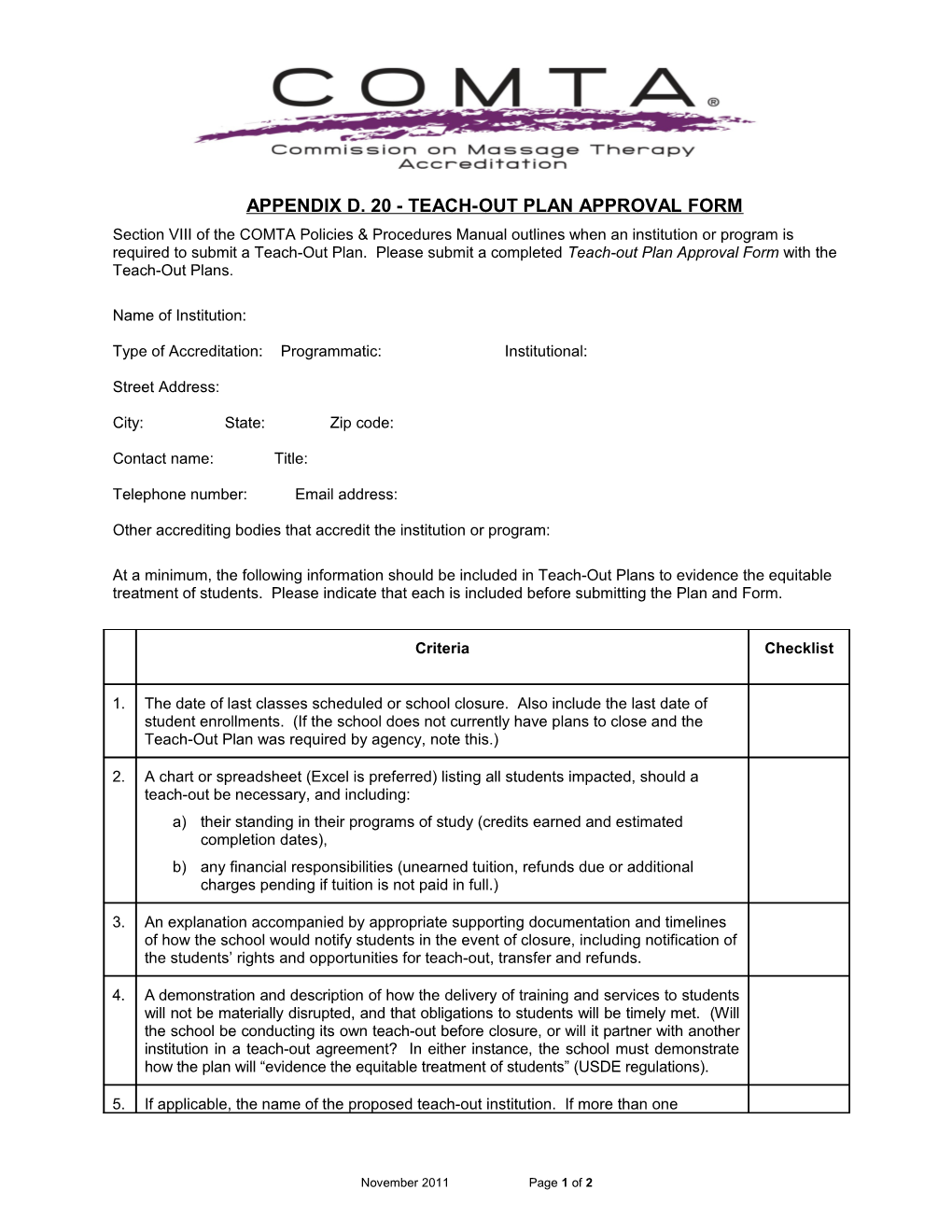 Appendix D. 20 - Teach-Out Plan Approval Form