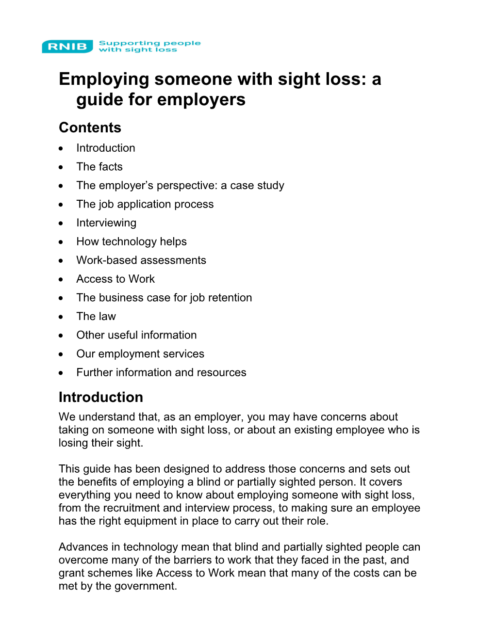 Employing Someone with Sight Loss: a Guide for Employers