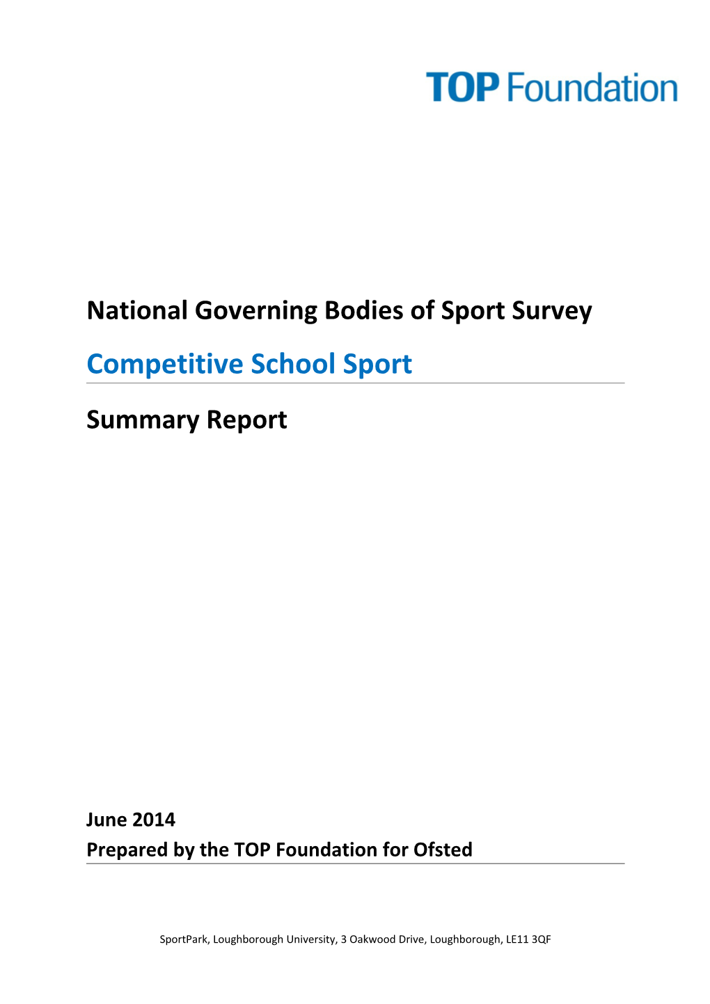 National Governing Bodies of Sport Survey