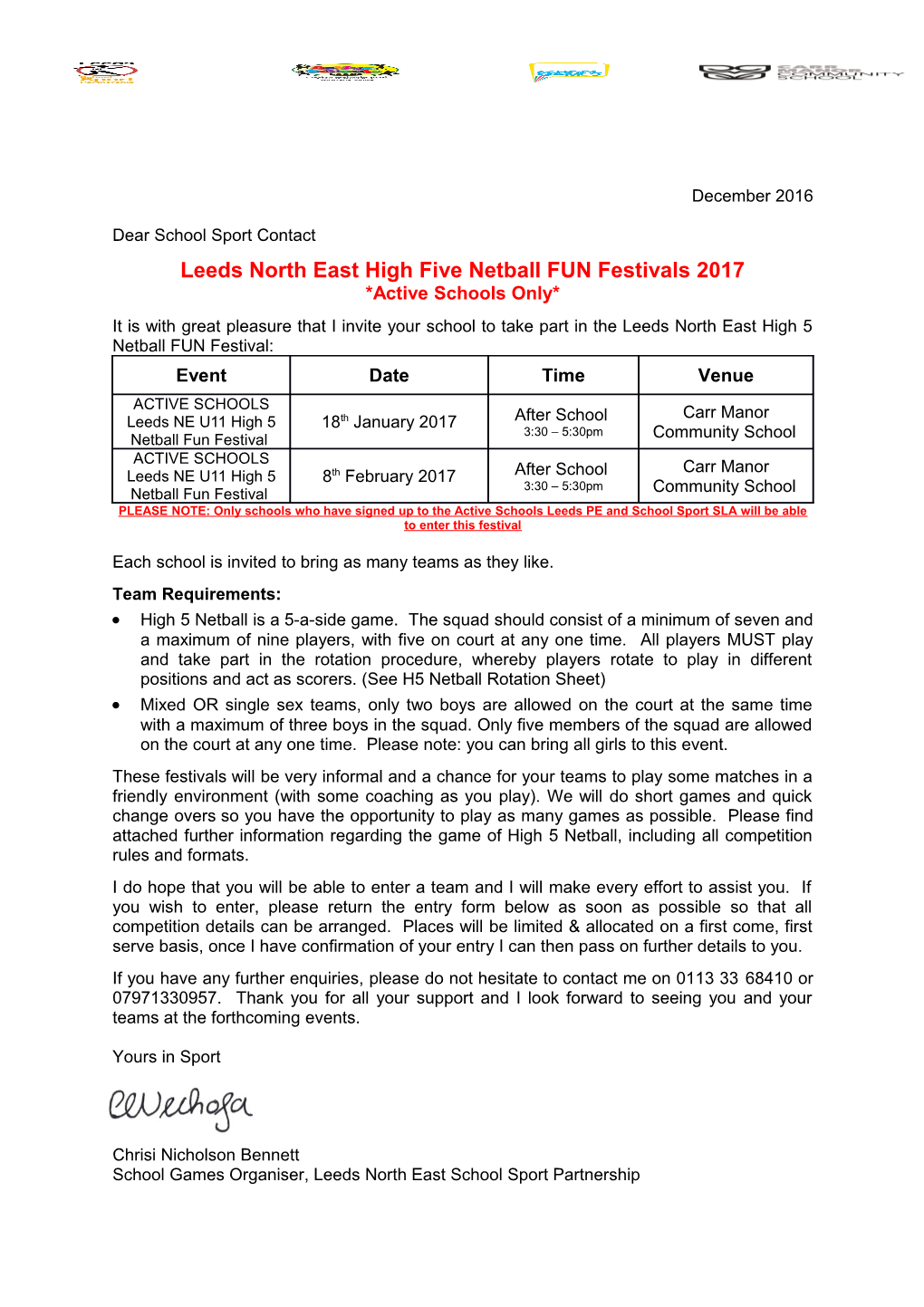 Leeds North East High Five Netball FUN Festivals 2017