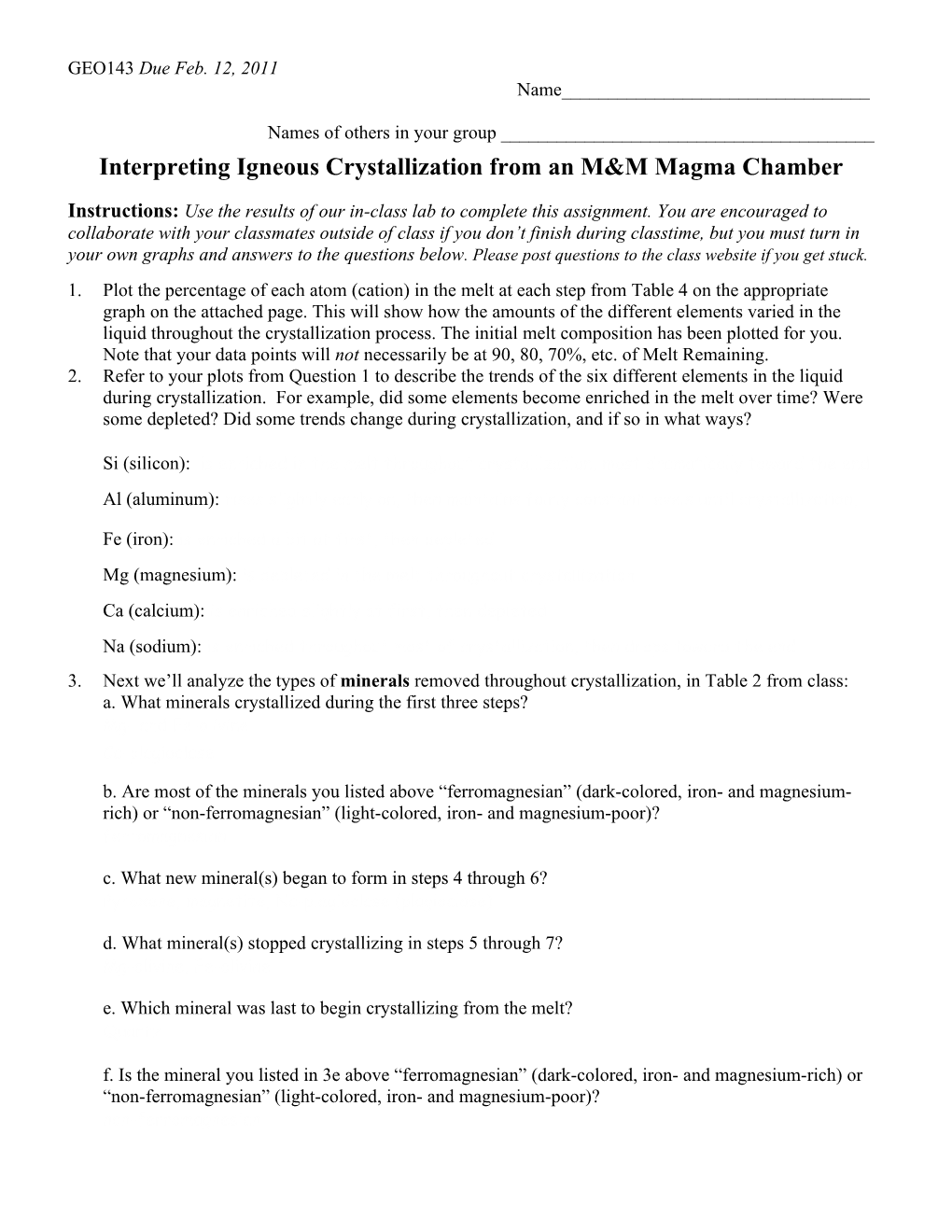 Crystallization of an M&M Magma