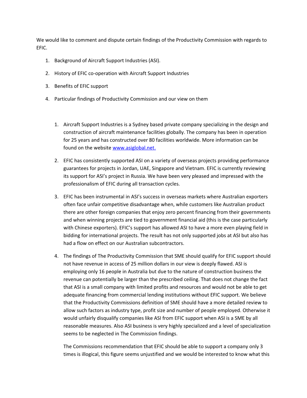 Submission 28 - Airport Support Industries - Australia's Export Credit Arrangements - Public