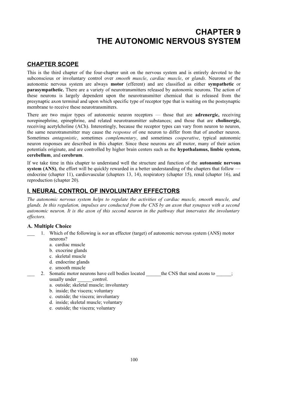 The Autonomic Nervous System