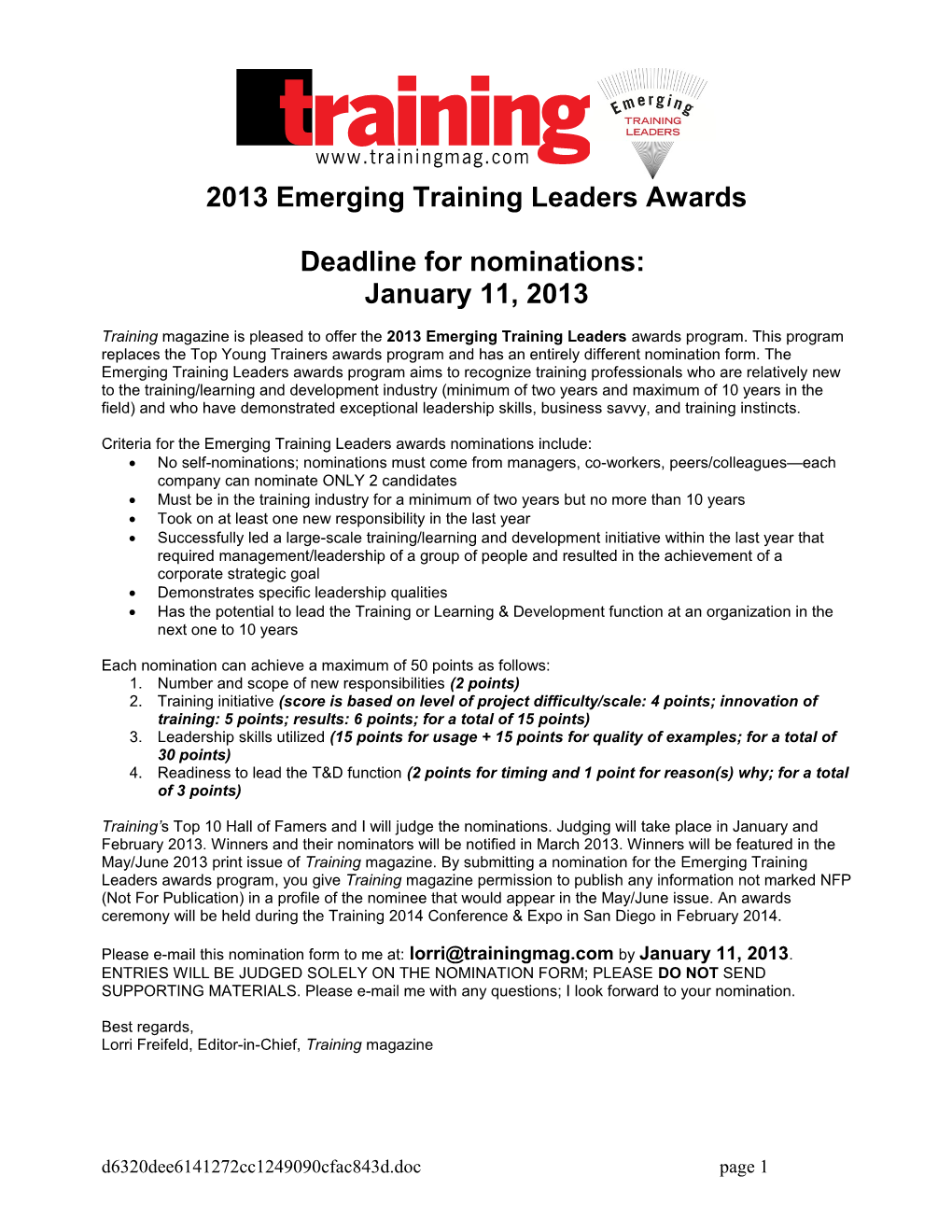2013Emerging Training Leaders Awards
