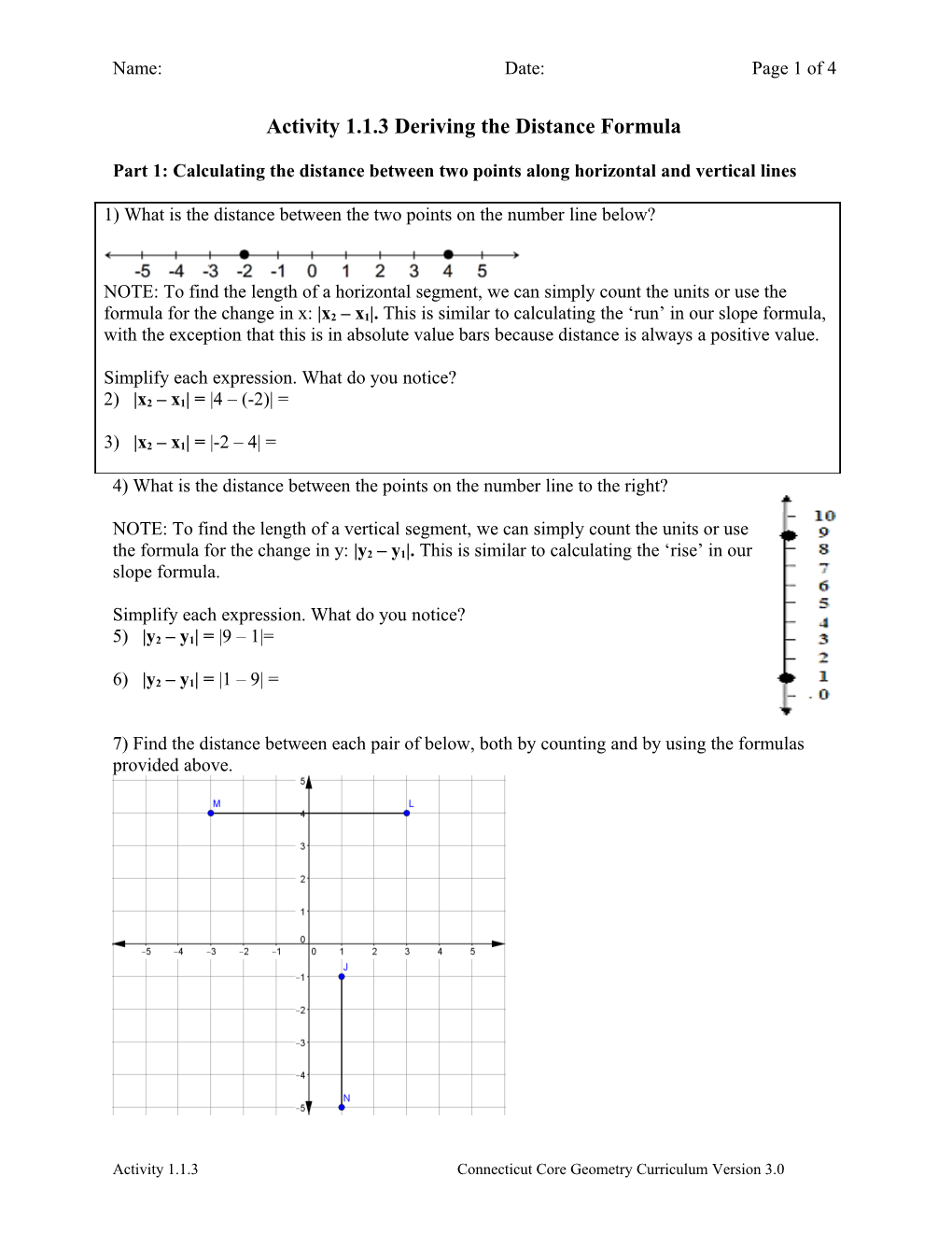 Activity 1 1 3 021115 Distance Between Two Points