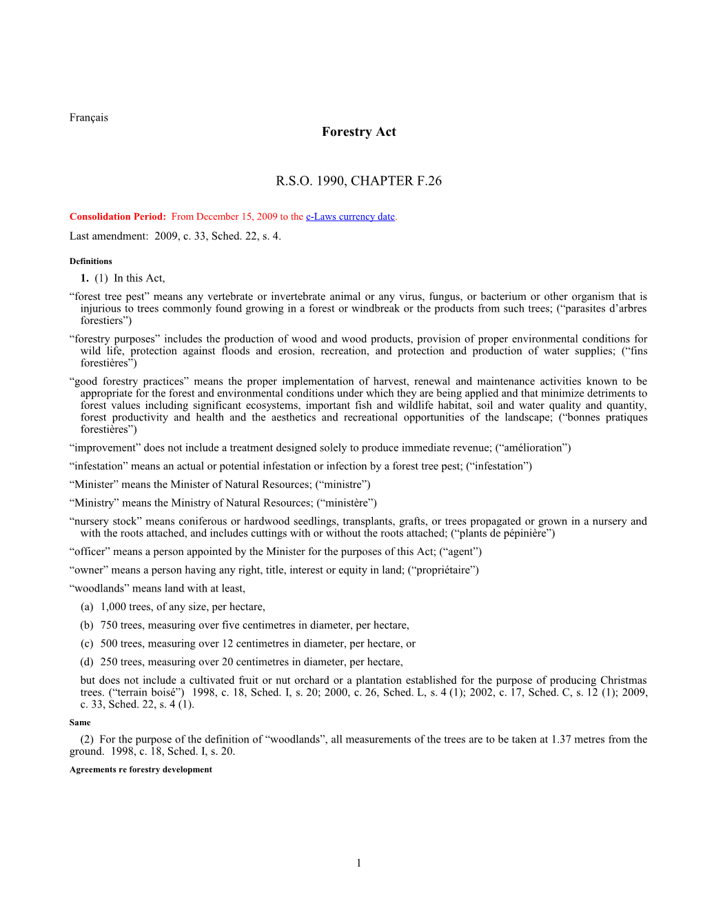 Consolidation Period: from December 15, 2009 to the E-Laws Currency Date