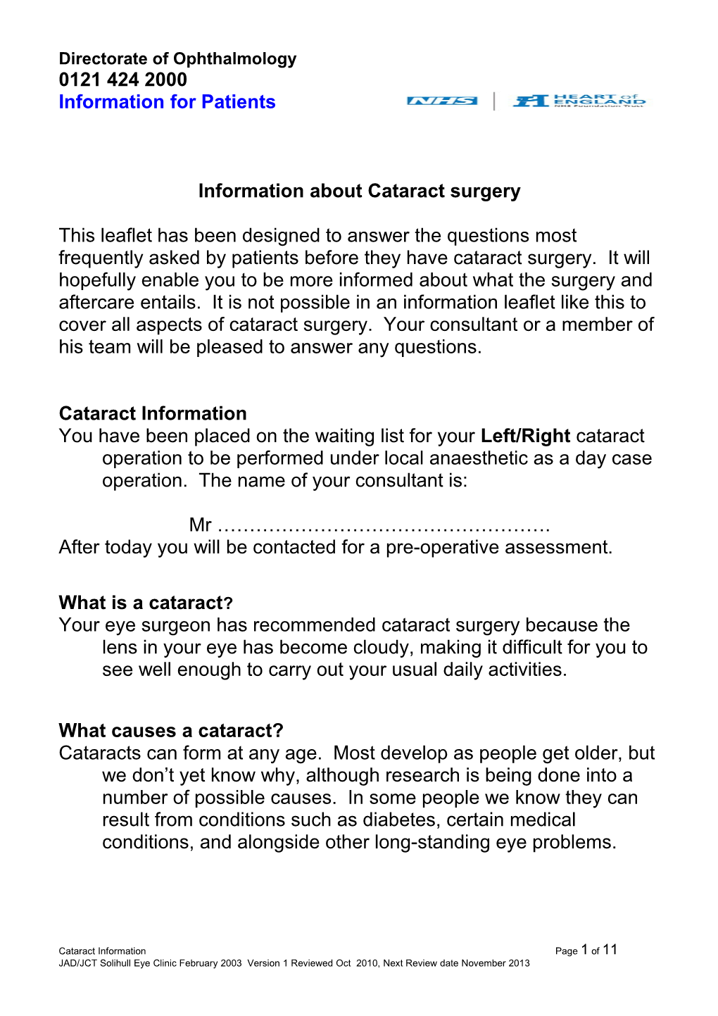 Information About Corneal Graft