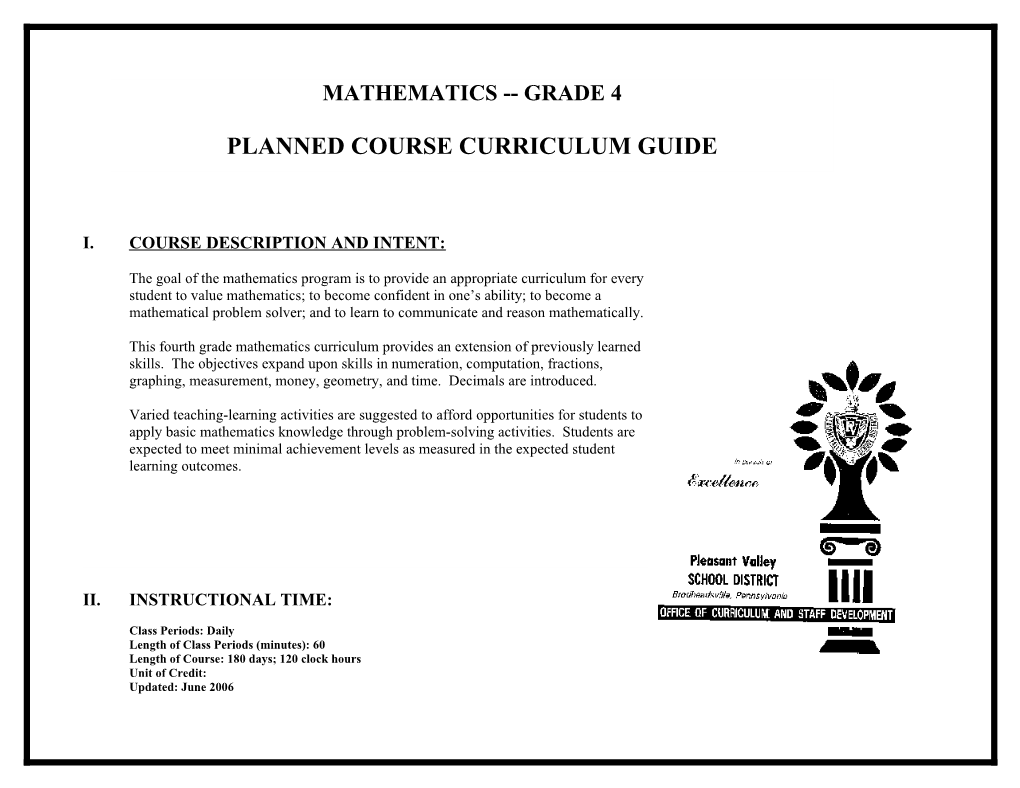 Learning Outcomes/Standards and Content/Activities