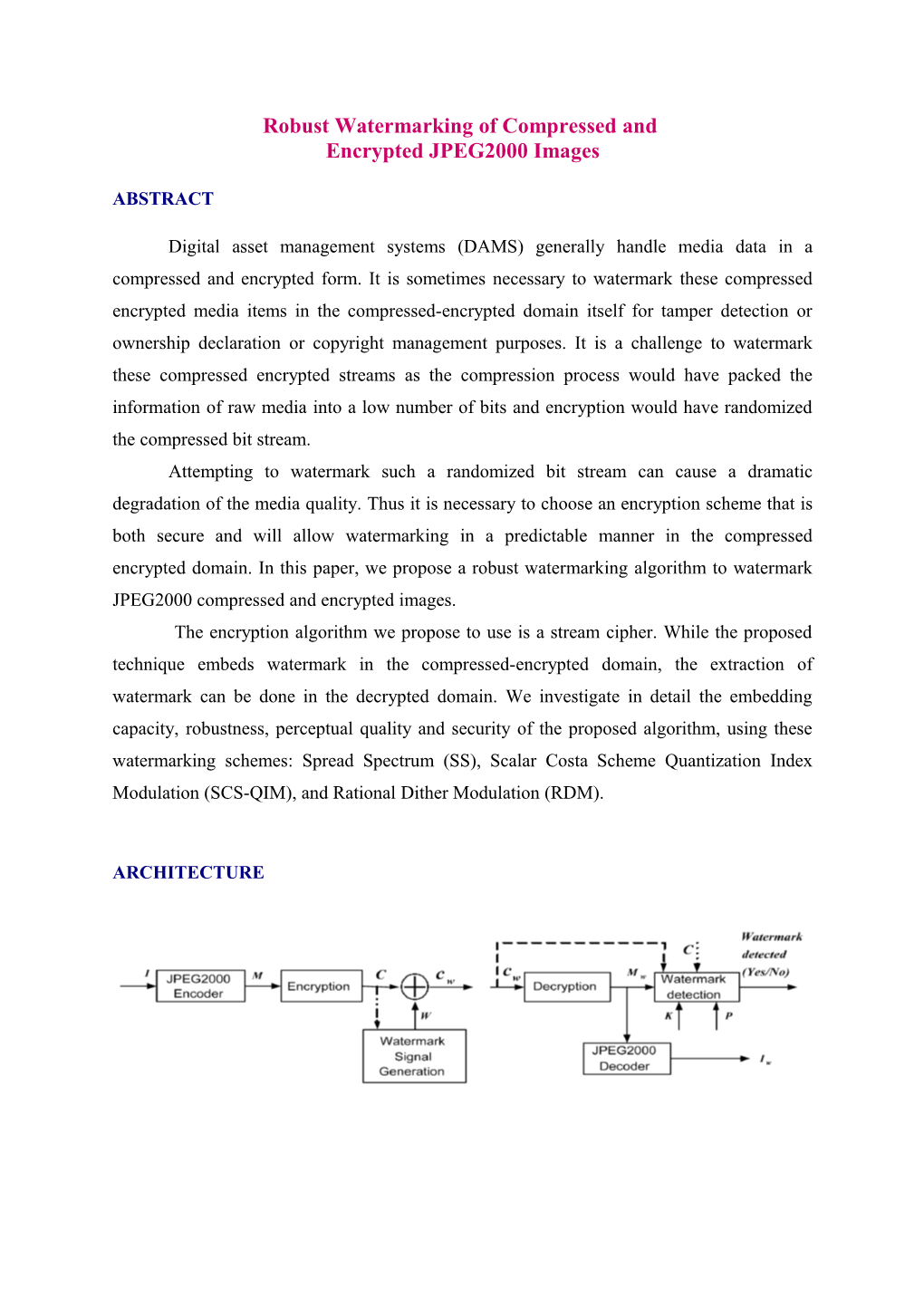 Robust Watermarking of Compressed And