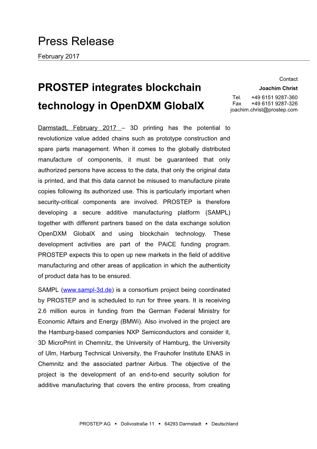 PROSTEP Integrates Blockchain Technology in Opendxm Globalx