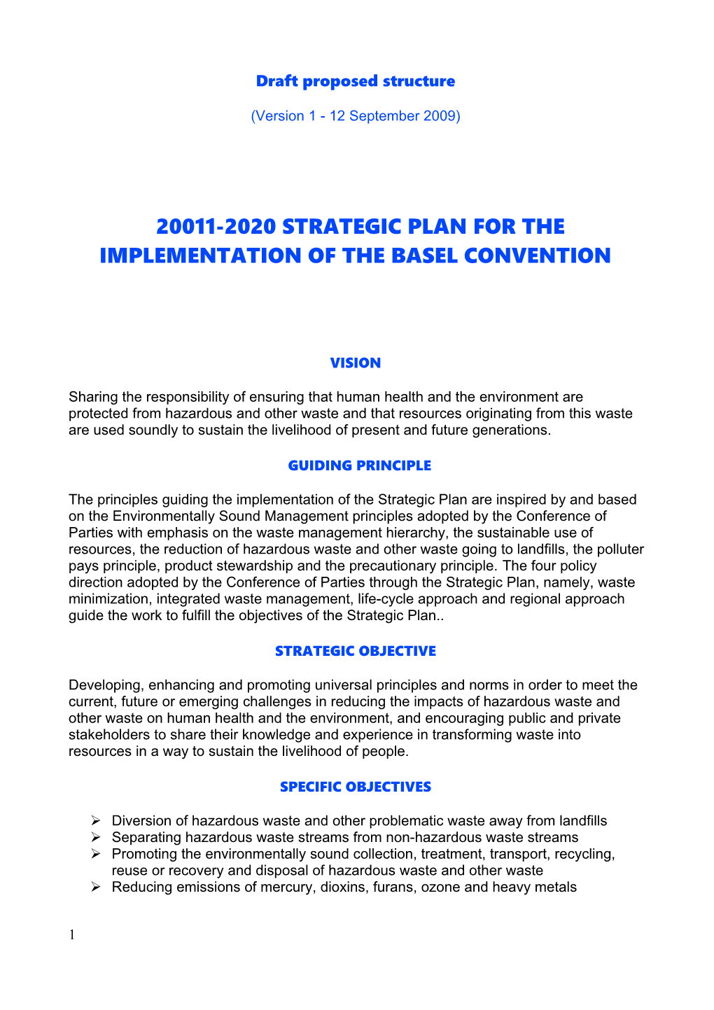 20011-2020 Strategic Plan for the Implementation of the Basel Convention