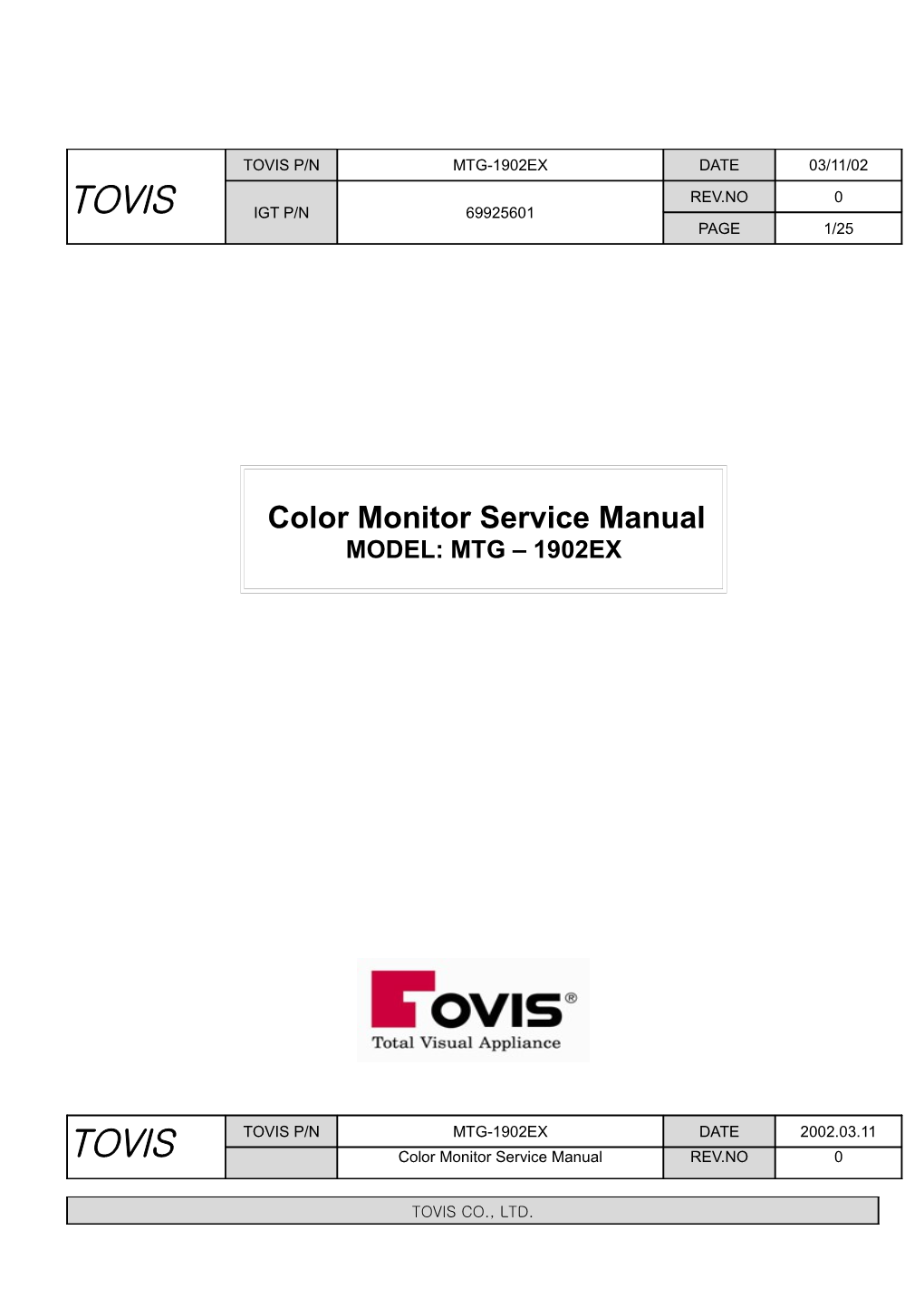 Color Monitor Service Manual