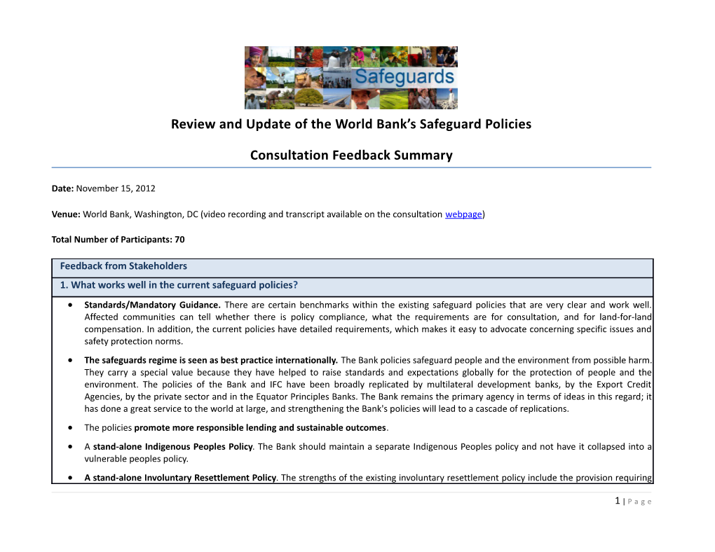Review and Updateof the World Bank S Safeguard Policies