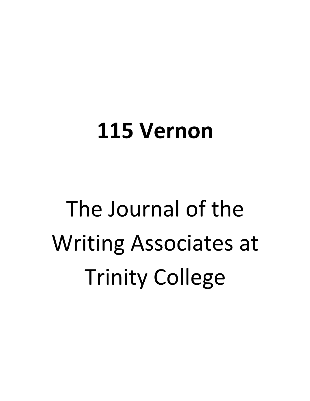 The Journal of the Writingassociates at Trinity College