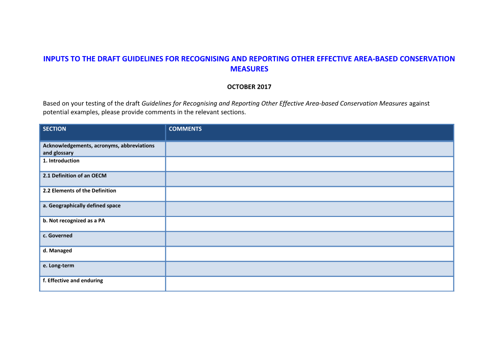 Inputs to the Draft Guidelines Forrecognising and Reporting Other Effective Area-Based