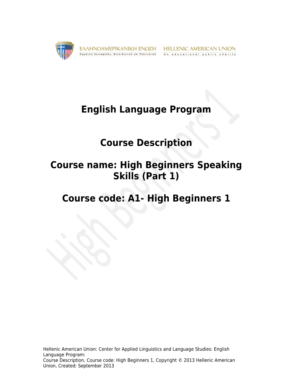 Sample Course Manual