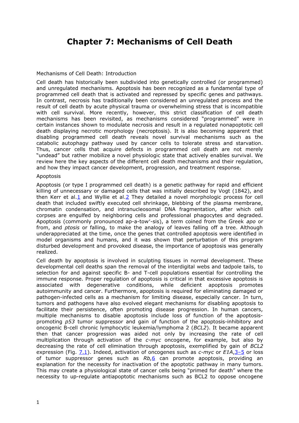 Chapter 7: Mechanisms of Cell Death