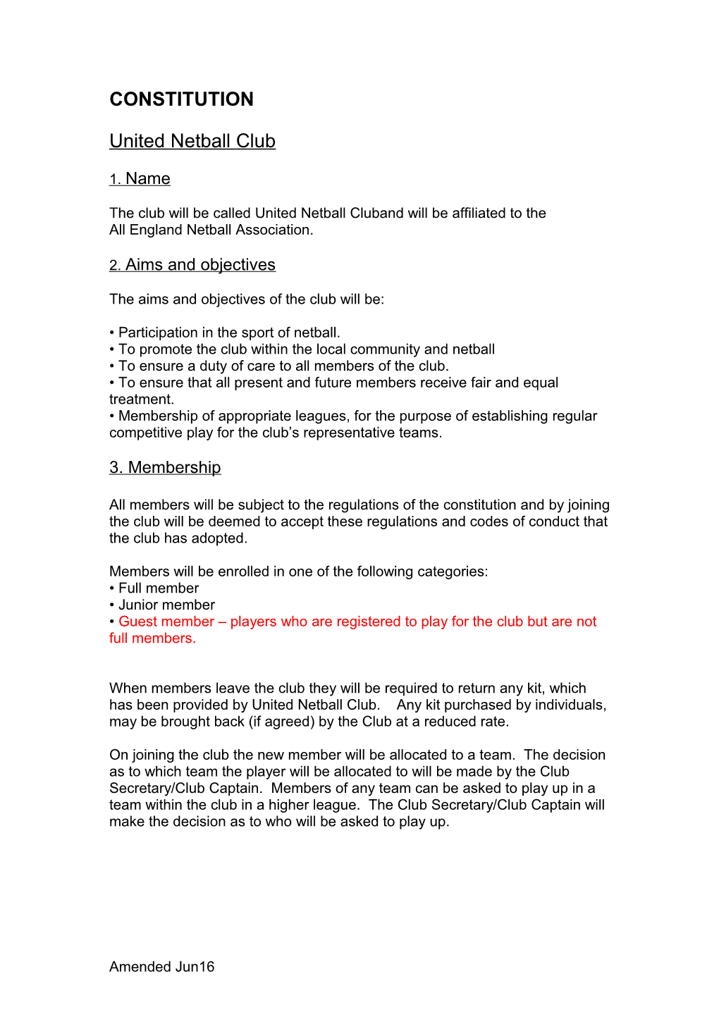 Template 1: Code of Conduct for Club Officials and Volunteers