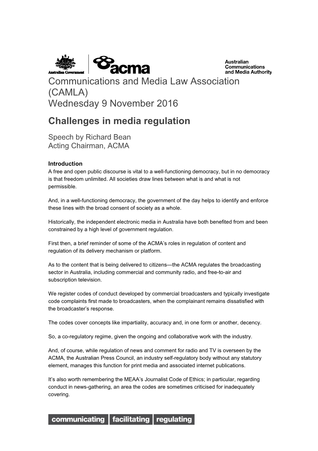 Challenges in Media Regulation