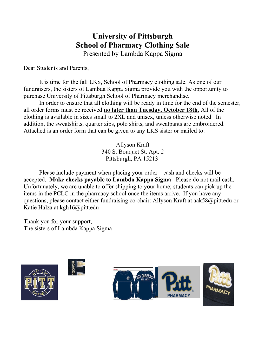 School of Pharmacy Clothing Sale