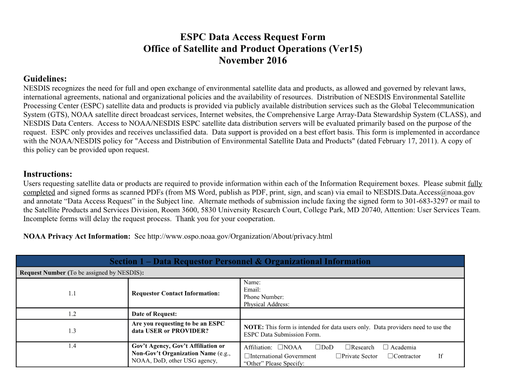 ESPC Data Access Request Form
