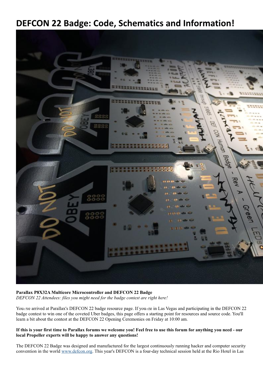 DEFCON 22 Badge: Code, Schematics and Information