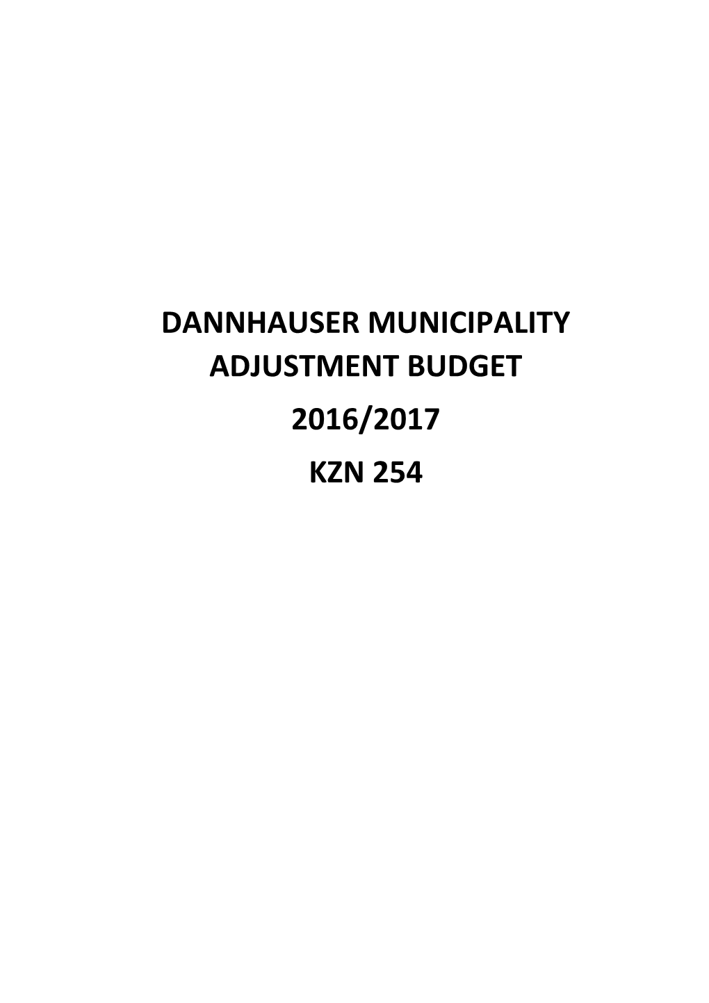Dannhauser Municipality Adjustment Budget