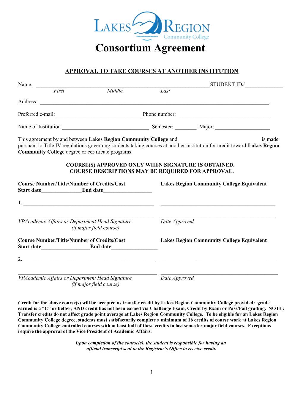 Consortium Agreement Between