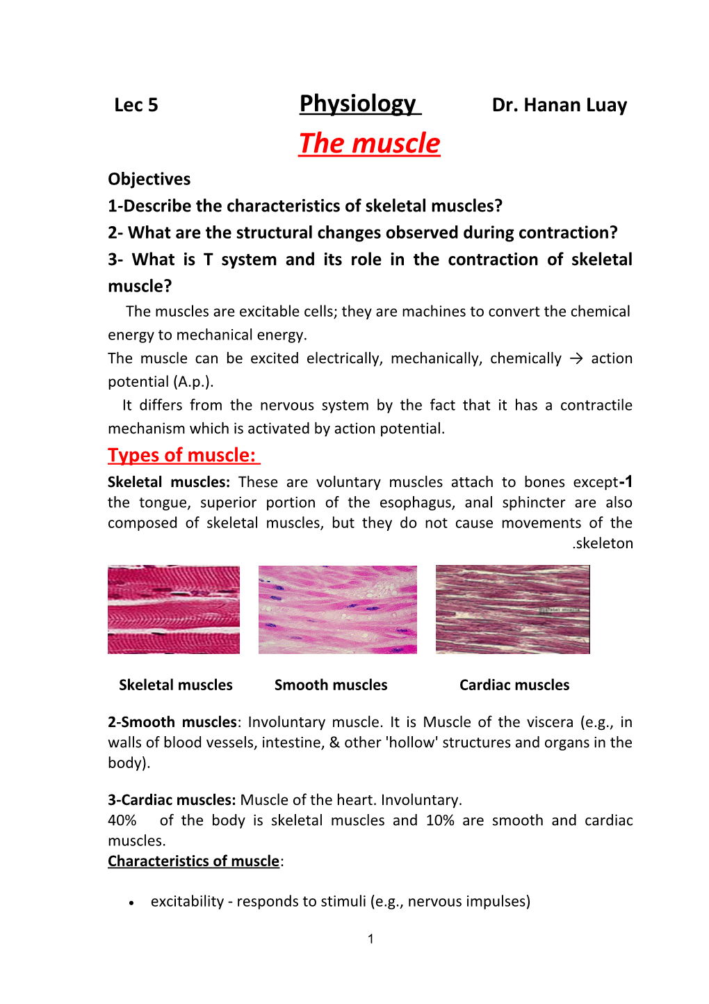 Lec 5 Physiology Dr. Hanan Luay