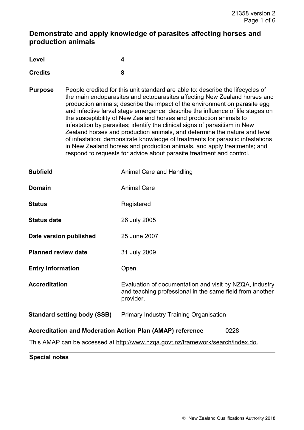 21358 Demonstrate and Apply Knowledge of Parasites Affecting Horses and Production Animals