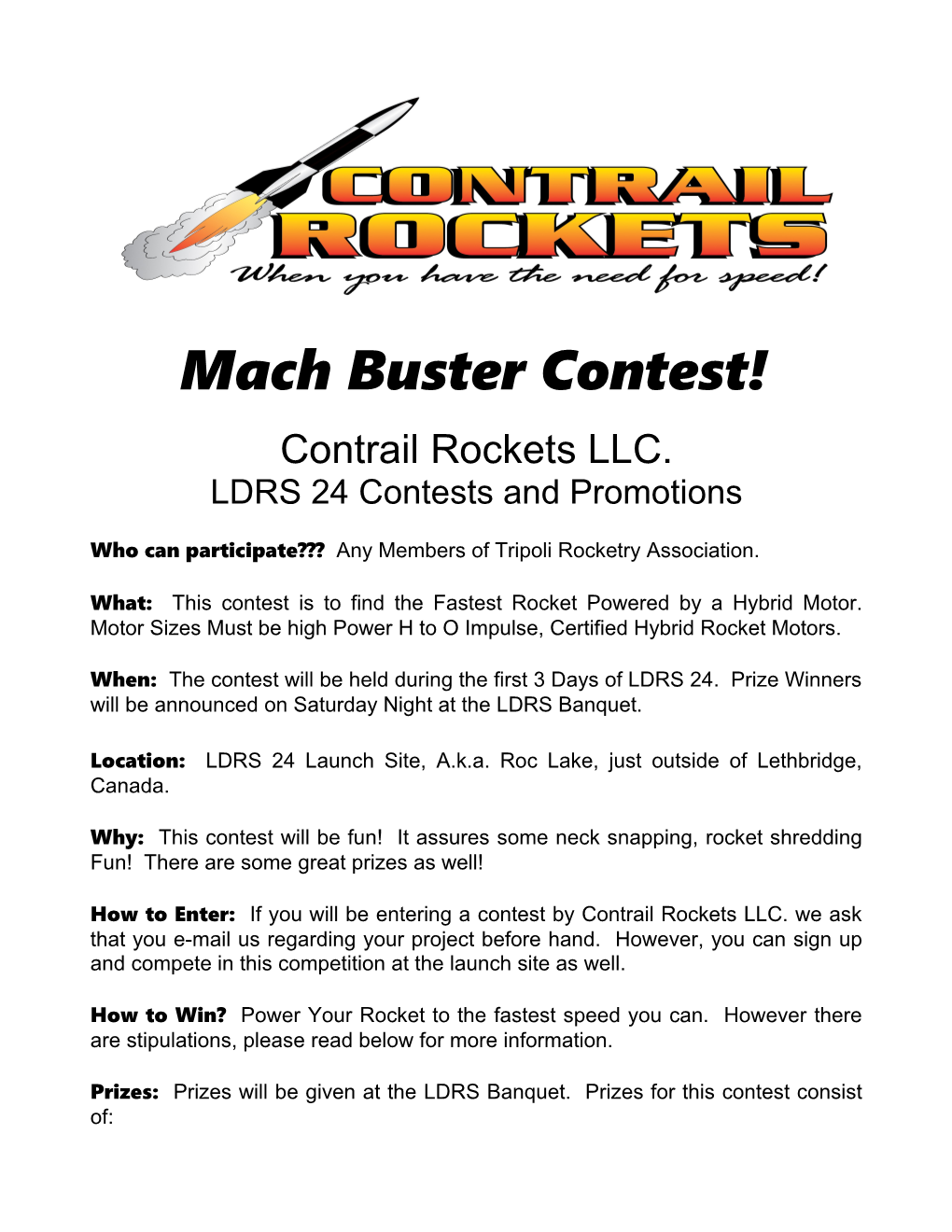 Mach Buster Contest!