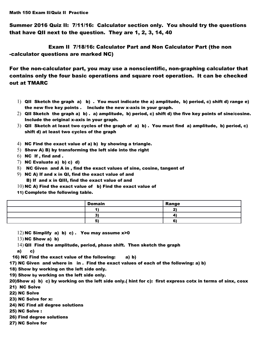 Math 150 Exam II Practice
