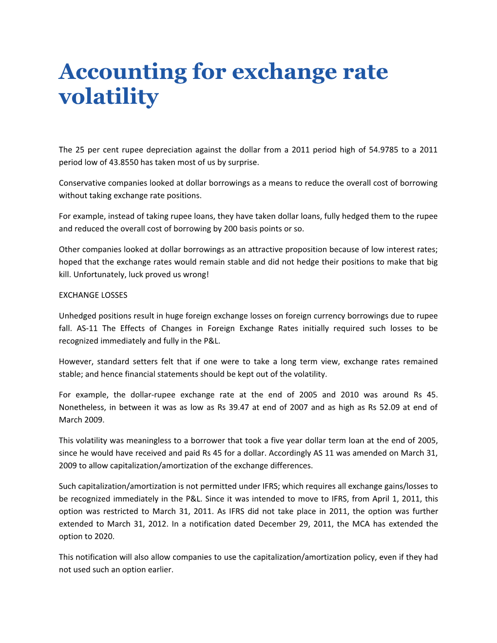Accounting for Exchange Rate Volatility